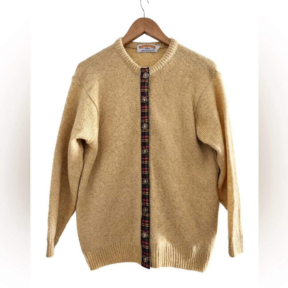 Vintage Heritage Wool Cardigan Tartan Placket | Eclectic Grandpa Cozy Knit